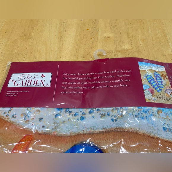 Decorative Garden Flag with Blue Flip Flops and Seashells  12.5 x 18” - Picture 3 of 4